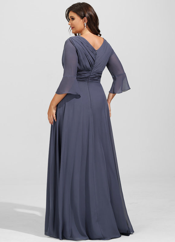 Robe Fluide Chic À Volants Gris - gallery 8