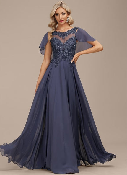 Robe Élégante Col Illusion Gris