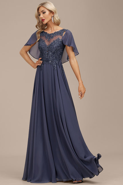 Robe Élégante Col Illusion Gris - gallery 2