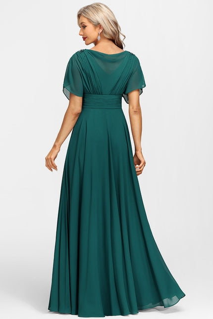 Robe Élégante Mousseline Verte Fluide - gallery 6