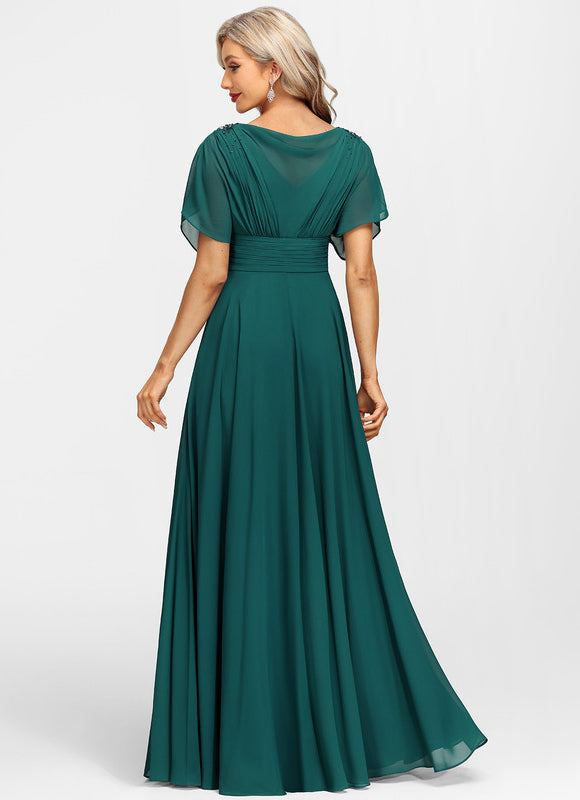 Robe Élégante Mousseline Verte Fluide - gallery 6