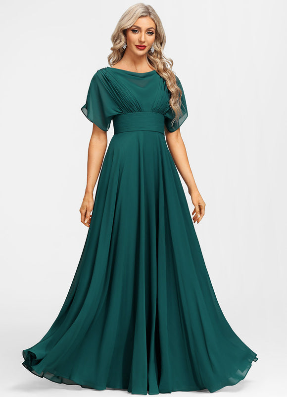 Robe Élégante Mousseline Verte Fluide