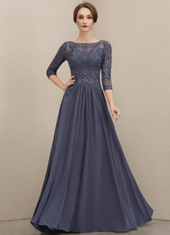 Robe Élégante Mère De Mariée Gris.