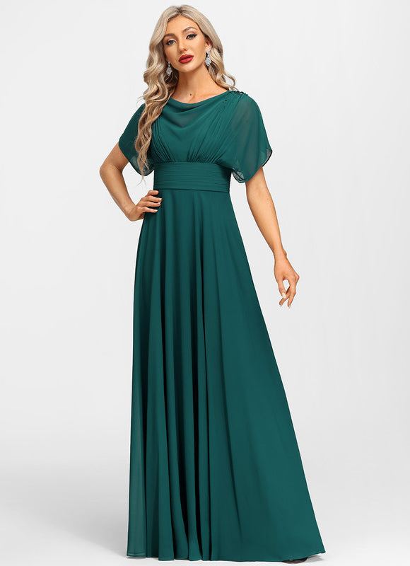 Robe Élégante Mousseline Verte Fluide - gallery 3