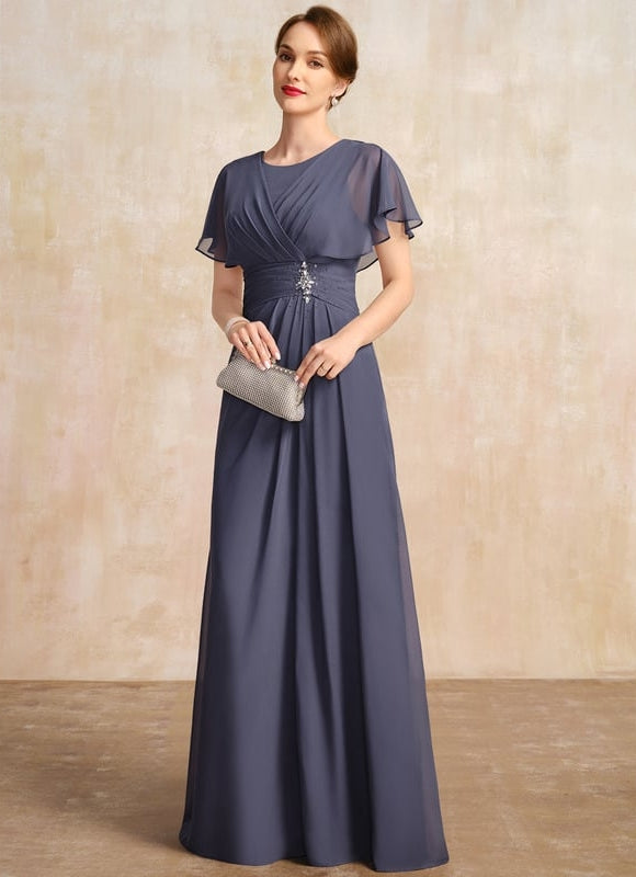 Robe Élégante Mousseline Col Rond