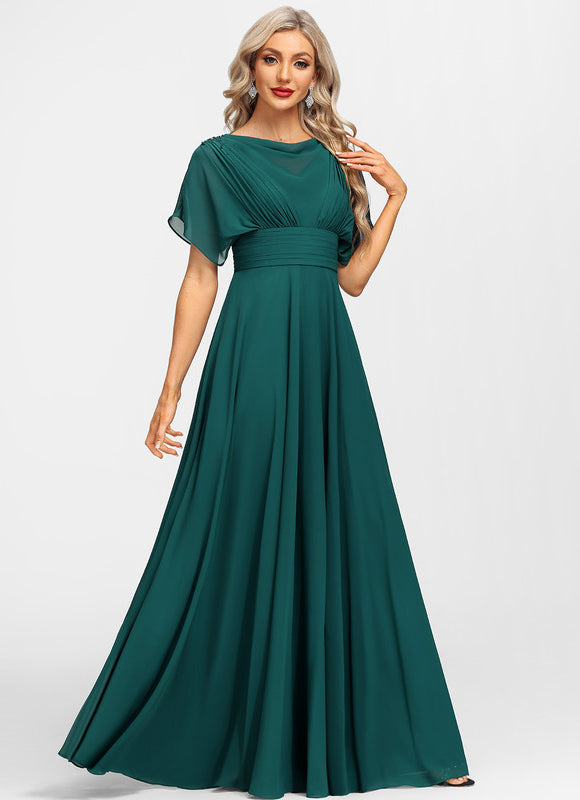 Robe Élégante Mousseline Verte Fluide - gallery 5