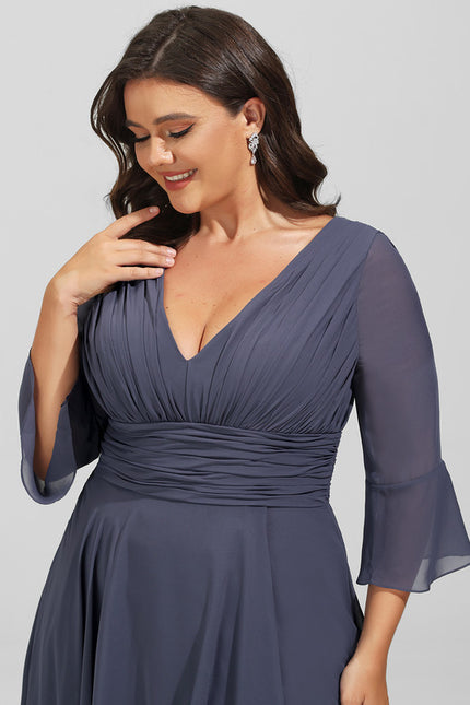 Robe Fluide Chic À Volants Gris - gallery 7