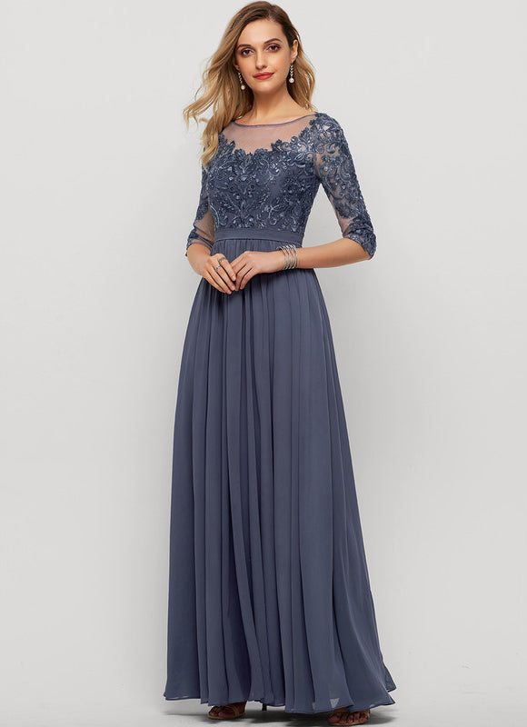 Robe Élégante Col Illusion Gris - gallery 2