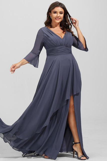 Robe Fluide Chic À Volants Gris - gallery 9