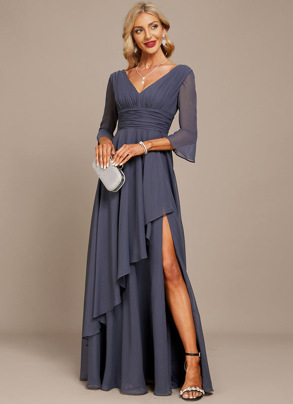 Robe Fluide Chic À Volants Gris - gallery 2