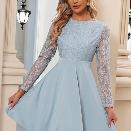 Robe Trapèze Dentelle Bleu Clair