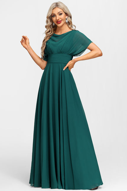 Robe Élégante Mousseline Verte Fluide - gallery 4