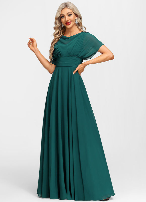 Robe Élégante Mousseline Verte Fluide - gallery 4