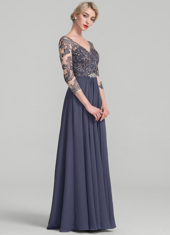 Robe Élégante Mère De Mariée Gris. - gallery 1