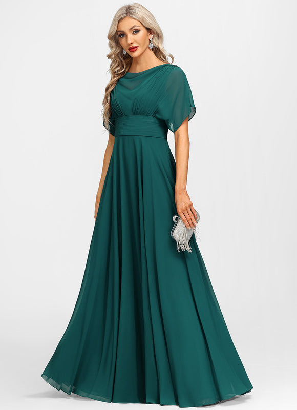 Robe Élégante Mousseline Verte Fluide - gallery 2