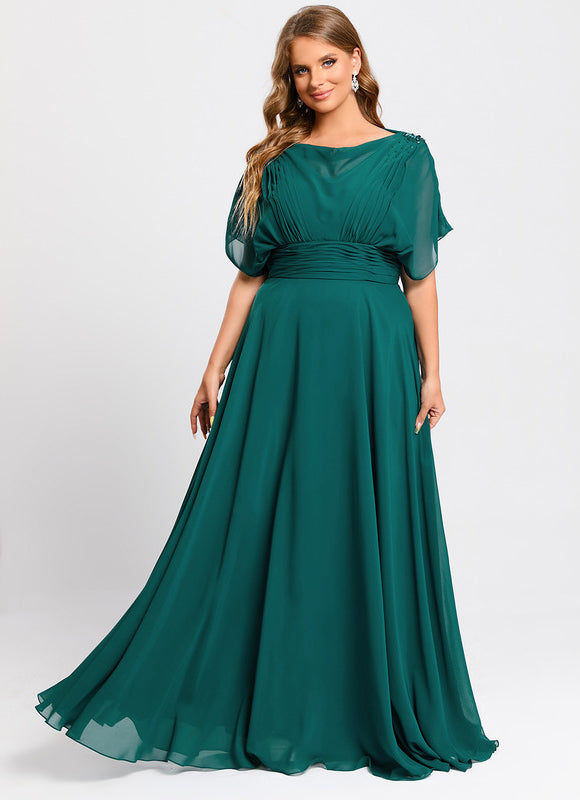 Robe Élégante Mousseline Verte Fluide - gallery 7