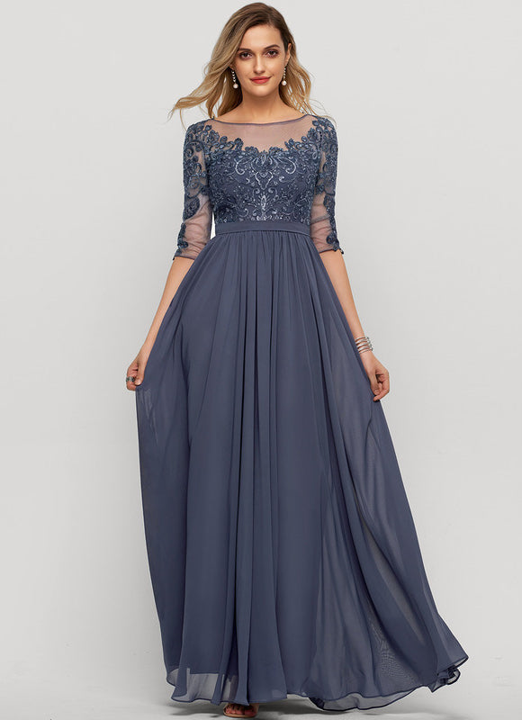 Robe Élégante Col Illusion Gris