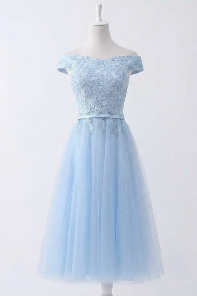 Robe Trapèze Dentelle Bleu Clair