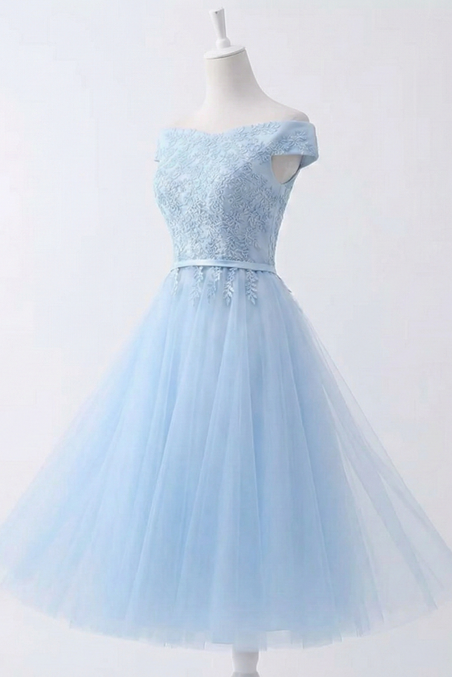 Robe Trapèze Dentelle Bleu Clair