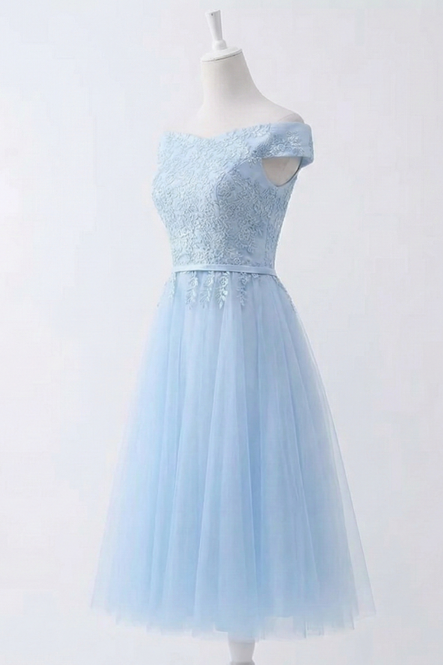 Robe Trapèze Dentelle Bleu Clair