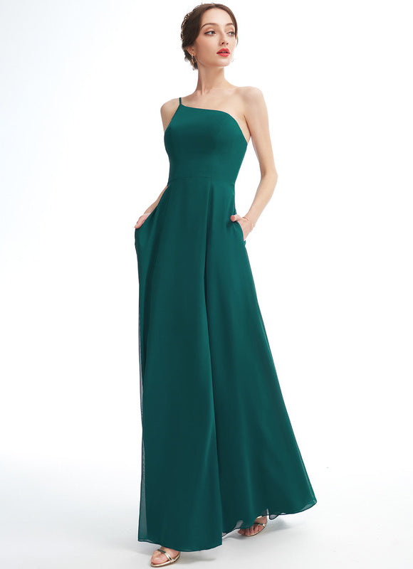 Robe Fluide Asymétrique Vert Chic - gallery 1