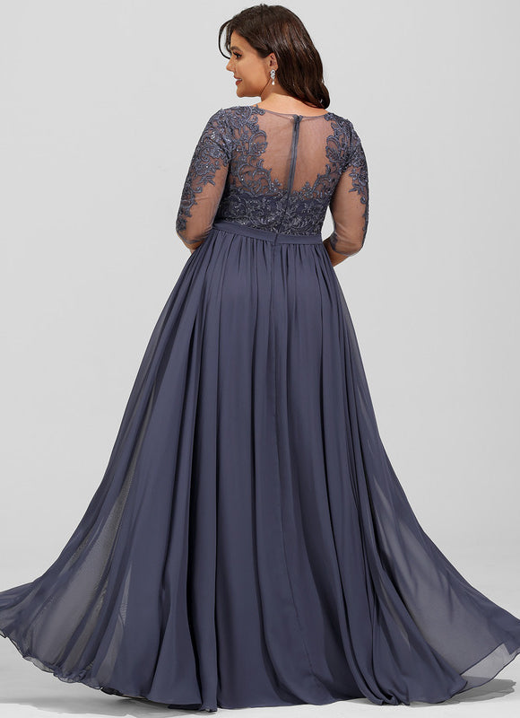 Robe Élégante Col Illusion Gris - gallery 8