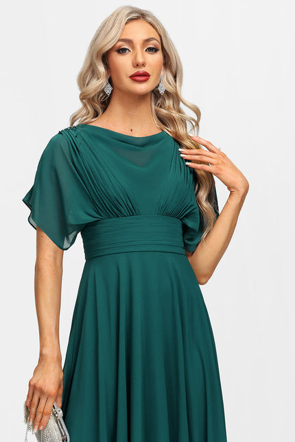 Robe Élégante Mousseline Verte Fluide - gallery 1