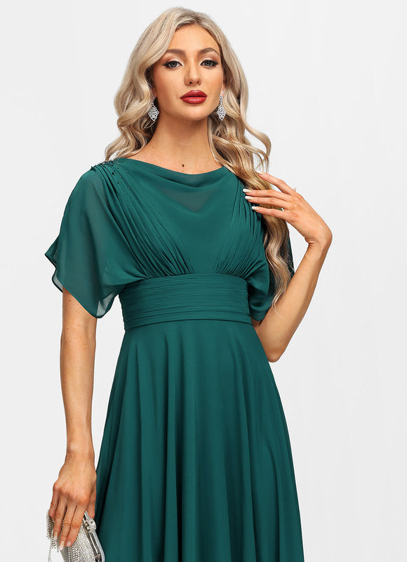 Robe Élégante Mousseline Verte Fluide - gallery 1