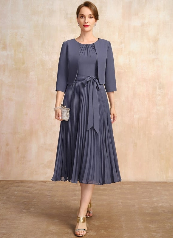 Robe Élégante Plissée Avec Boléro
