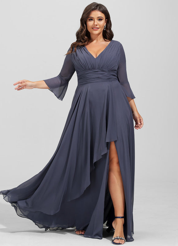 Robe Fluide Chic À Volants Gris - gallery 6