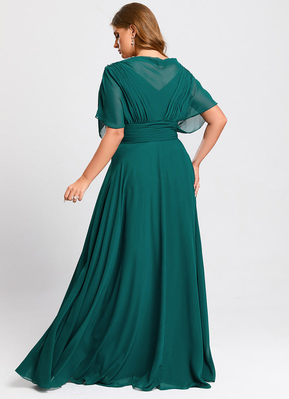 Robe Élégante Mousseline Verte Fluide - gallery 8