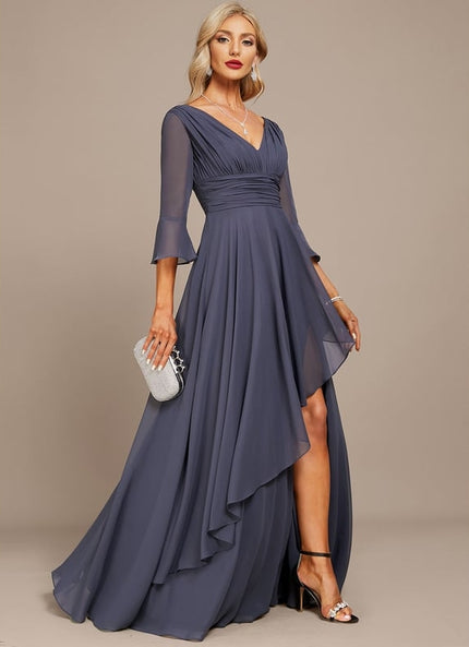 Robe Fluide Chic À Volants Gris