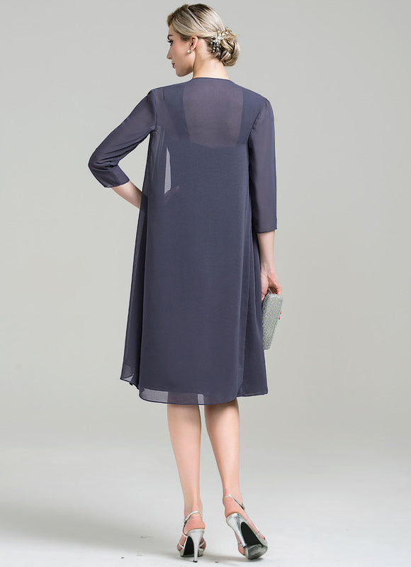 Robe Élégante Mère De Mariée Gris - gallery 5